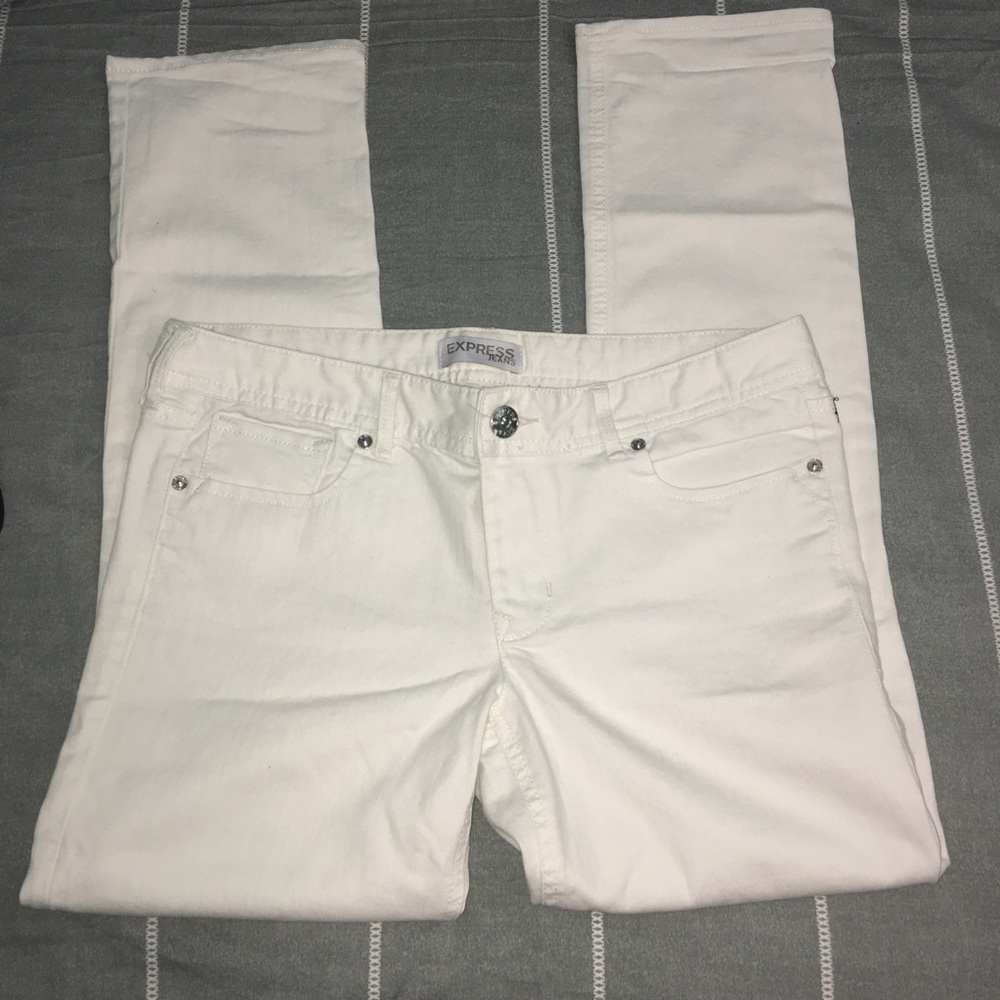 Express White Cropped Skinny Low Rise Jeans